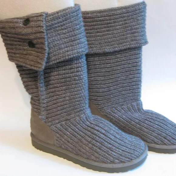 NWOT Sz 8 Ugg Women's Classic Cardy Knit Winter Boots Grey - Picture 6 of 16